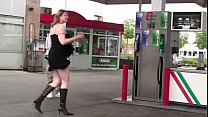 Very pregnant girl fucked by 2 guys at a public gas station gang bang threesome